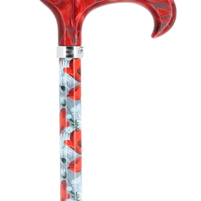 Canne réglable en aluminium avec des motifs coquelicot