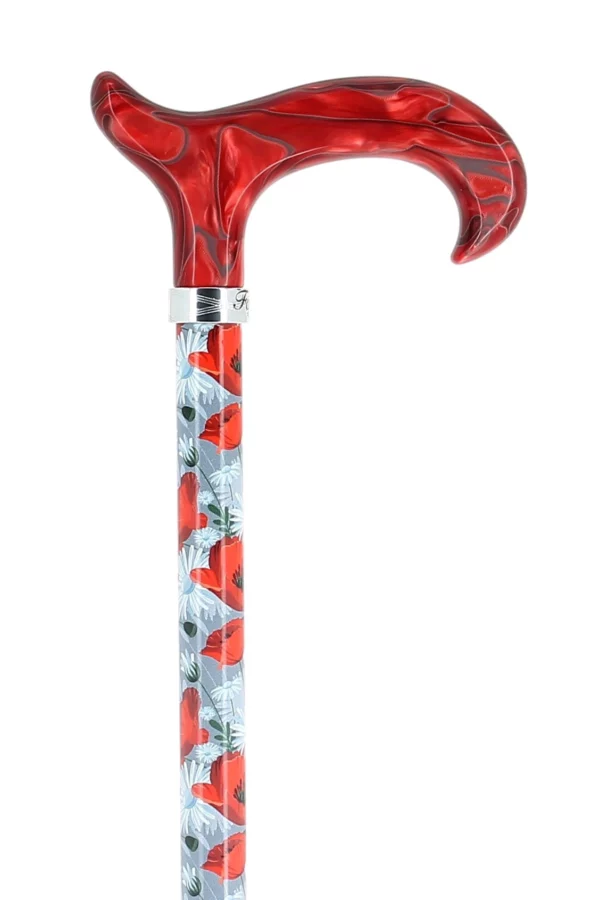 Canne réglable en aluminium avec des motifs coquelicot