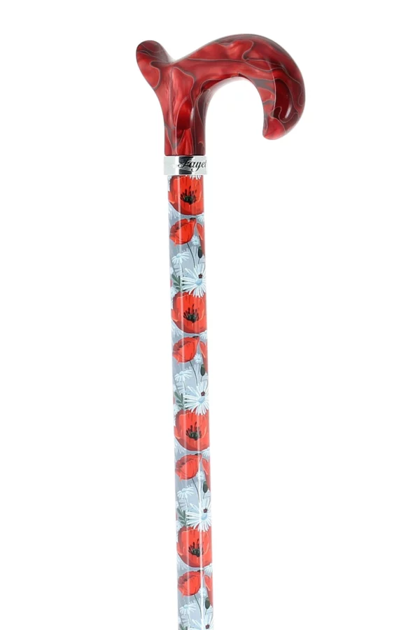 Canne réglable en aluminium avec des motifs coquelicot